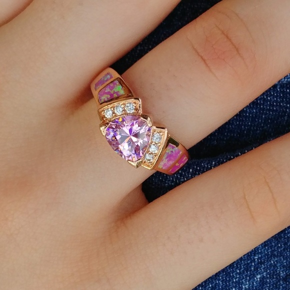 Jewelry - Pink Topaz & Opal Rose Ring